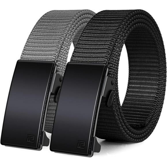 Mens Nylon Ratchet Belt 2 Pack Tactical Golf Web Belt Quick Release Buckle - Picture 1 of 7